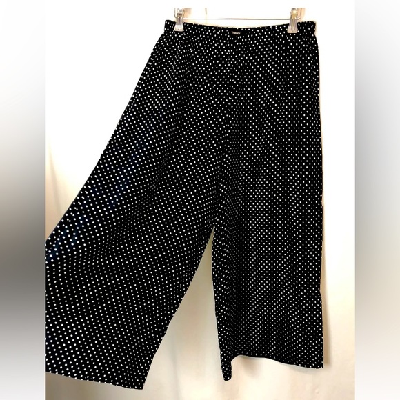 Theory Wide Leg Culottes Crop Navy White Polka Dot Crepe High Waist Size Small - Picture 2 of 9